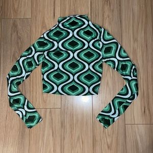 Fashion Nova Green Patterned Crop Top